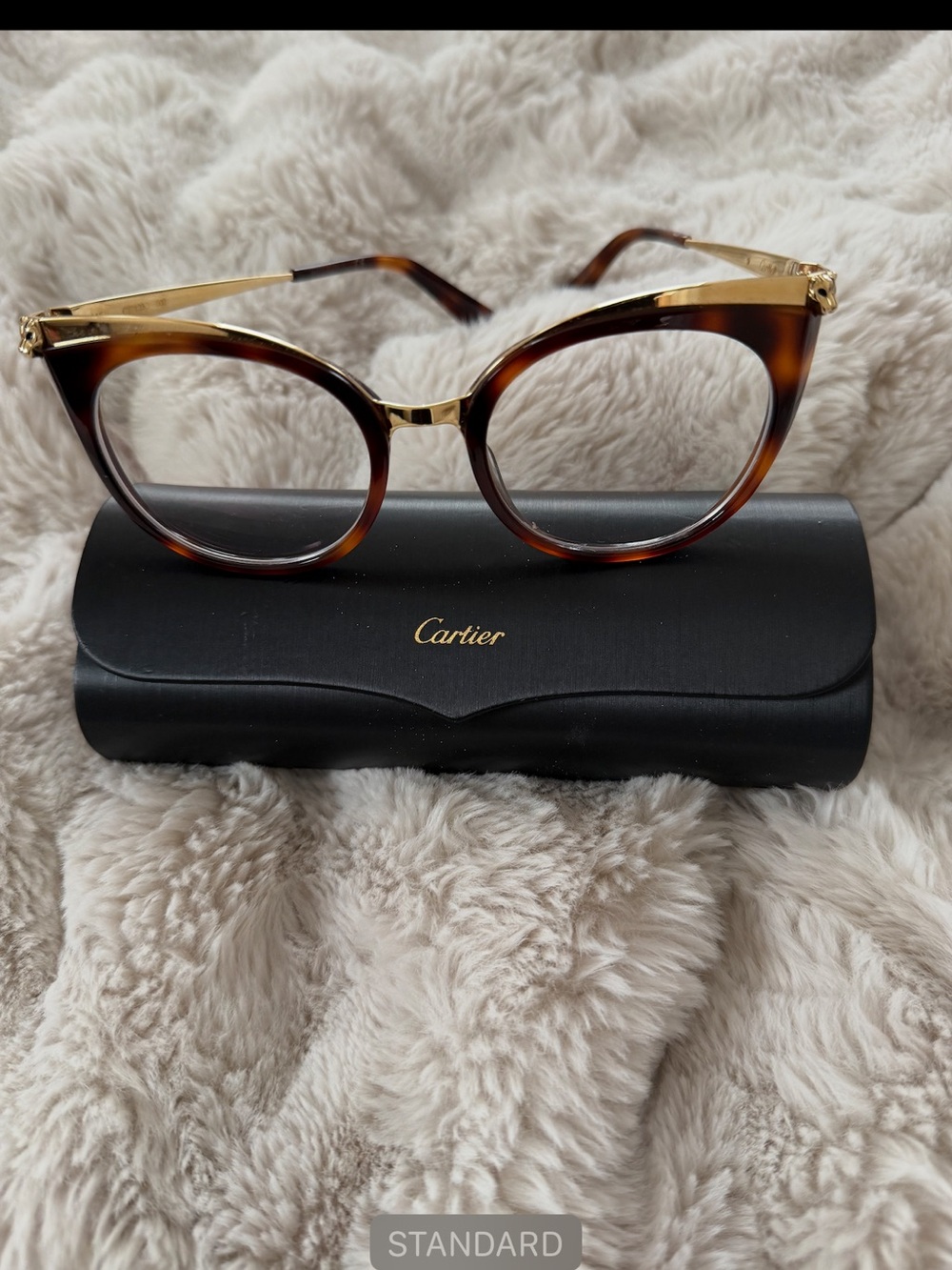 Cartier Tortoiseshell and Gold Cat-Eye Glasses